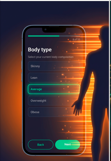 NutriPath body type selection screen