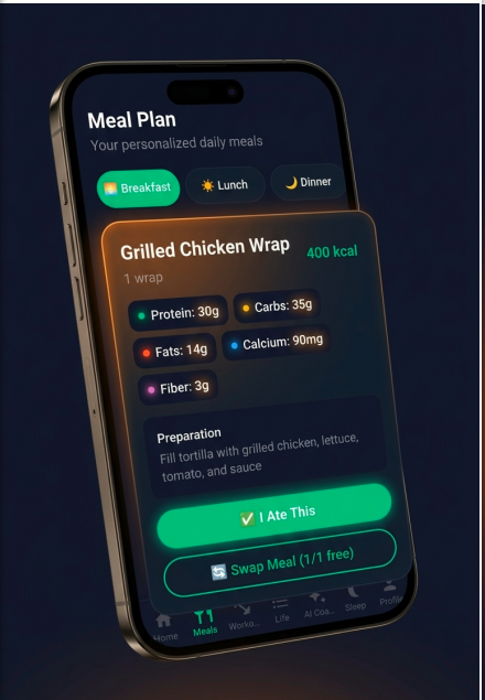 NutriPath personalised meal plan with macros